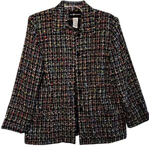 Sag Harbor Tweed Style Woven Black Base Confetti Multicolor‎ Jacket Size 12